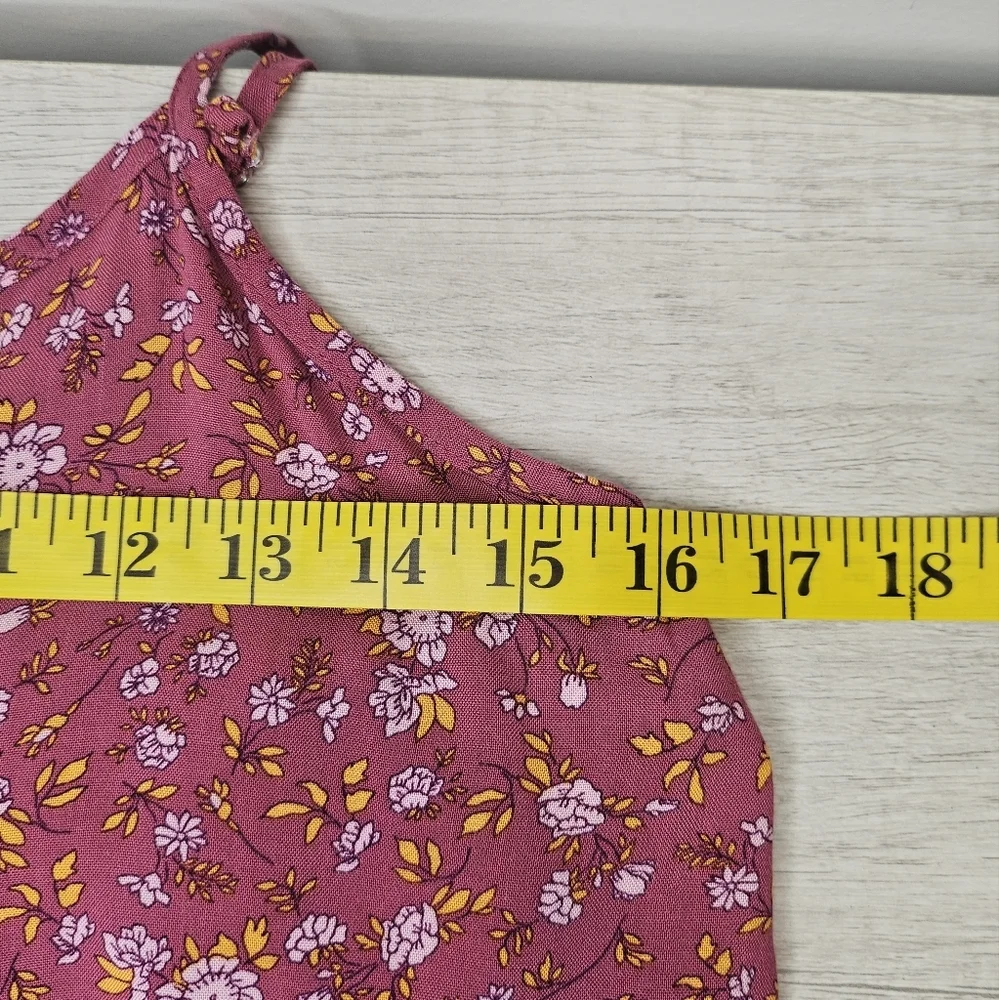Girls Sundress Floral Pink Tiered Size 16 Boho Summer Dress Adjustable Straps - Picture 13 of 15